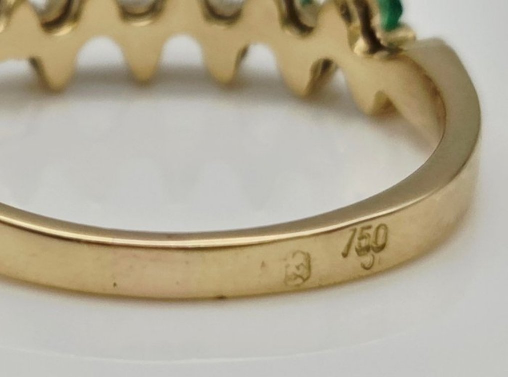 χωρίς τιμή ασφαλείας - Δαχτυλίδι - 18 καράτια Κίτρινο χρυσό - 0.30ct. tw. Σμαράγδι - Διαμάντι #4.3