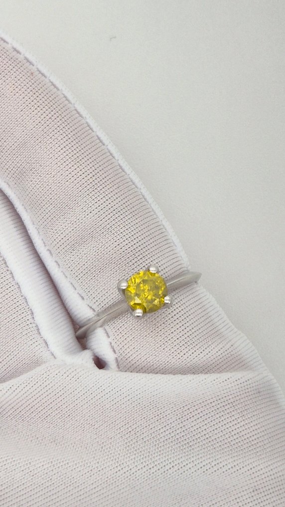 Δαχτυλίδι - 14 καράτια Λευκός χρυσός - 0.78ct. tw. Κίτρινο Διαμάντι (Επεξεργασμένου χρώματος) #3.2
