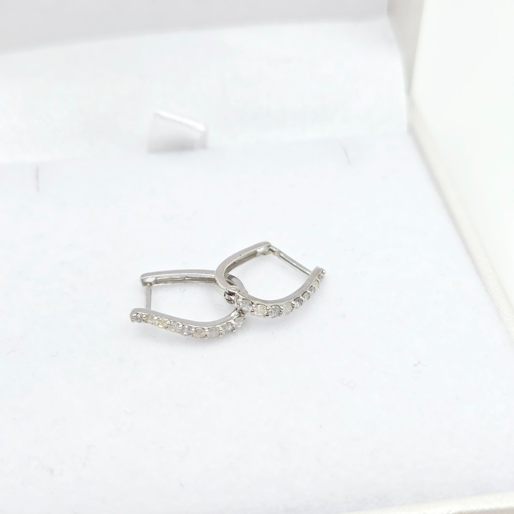 Nincs minimálár - Drop fülbevaló - 14 kt. Fehér arany - 0.27ct. tw. Gyémánt (Természetes) #4.3