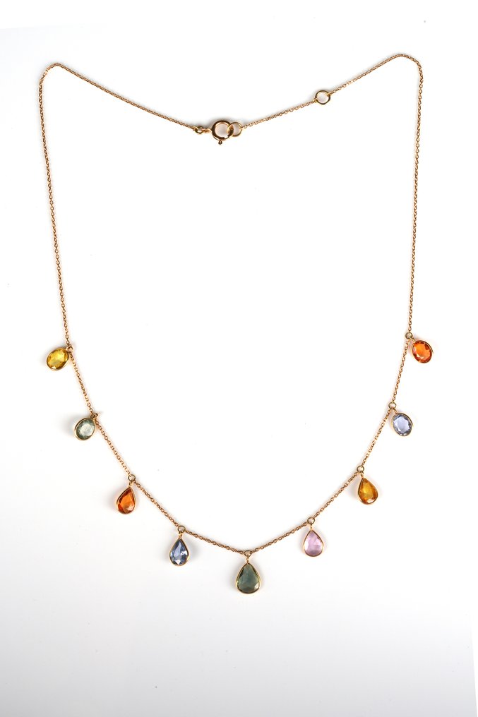 Κολιέ - 18 καράτια Κίτρινο χρυσό - 5.38ct. tw. Ζαφείρι #1.0