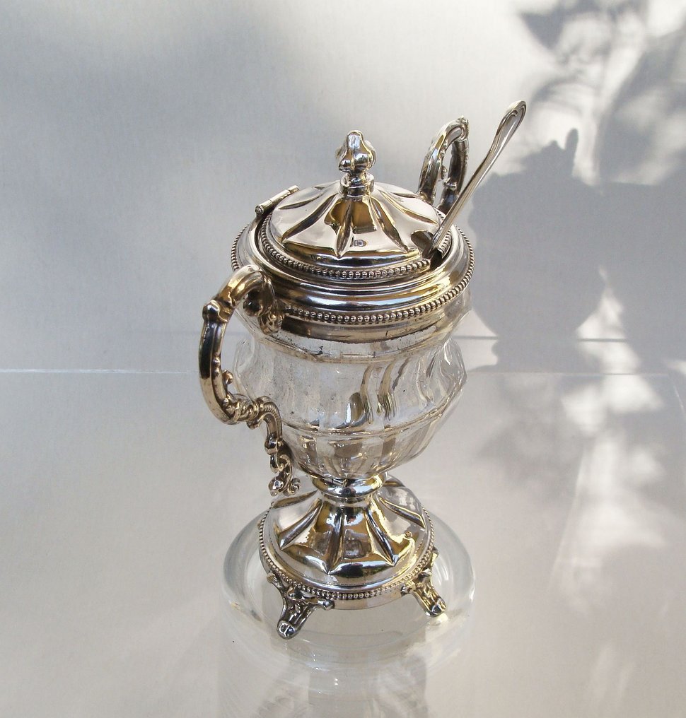 Antique Mustard Pot with Original Spoon  - Massat Frères, Paris #2.1