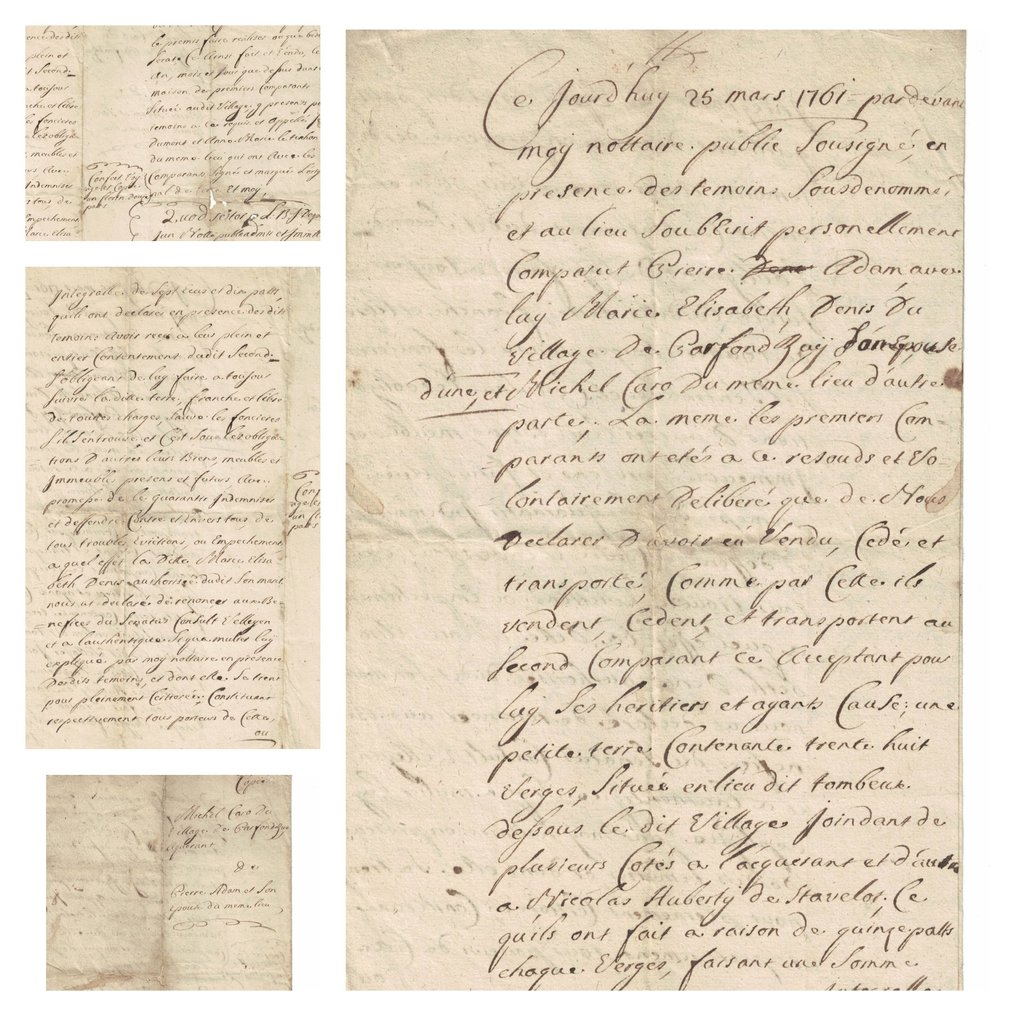 [LOUIS XV] Rare royal notarial manuscript - 4 pages - 1761 #1.0