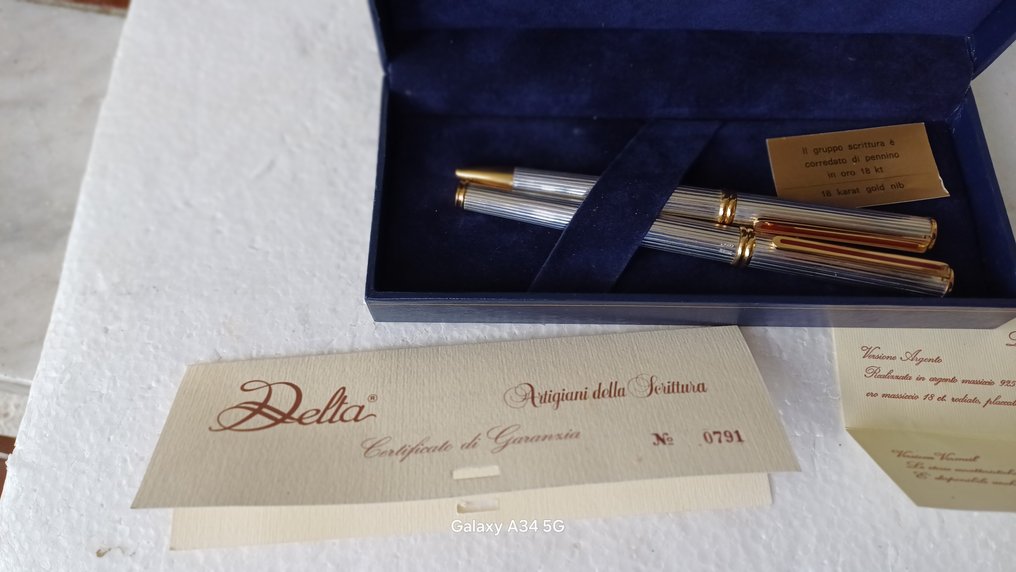 Delta, cellini pennino 18kt & penna roller - Füllfederhalter #3.2
