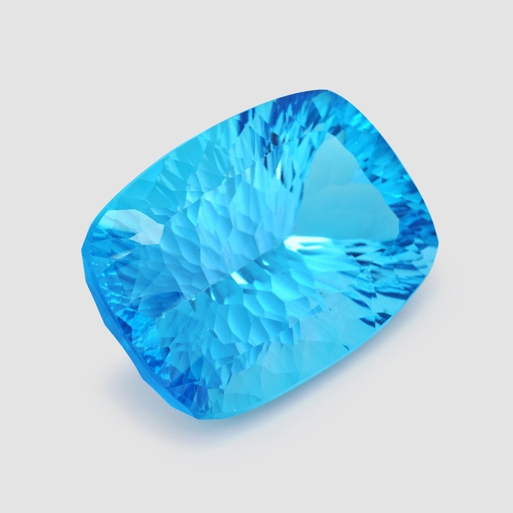 1 pcs  Μπλε Τοπάζιο  - 69.51 ct - Διεθνής Ένωση Έγχρωμων Πολύτιμων Λίθων (ICA GemLab) - Millennium Cut #3.2