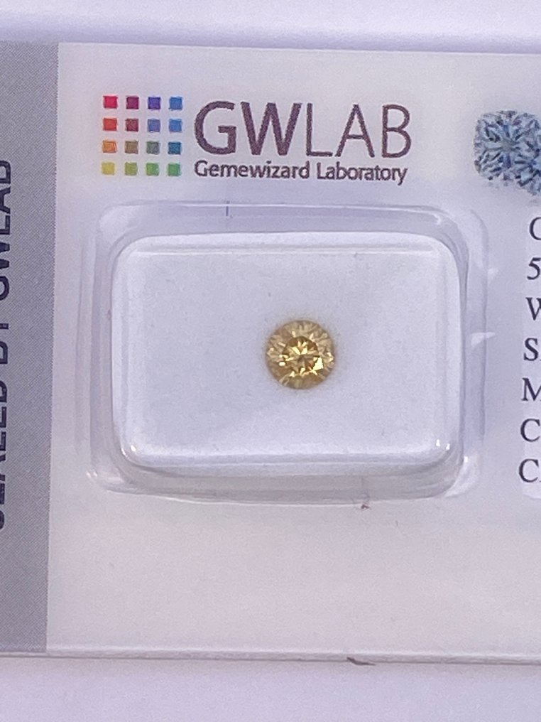 No Reserve Price - 1 pcs Diamond (Colour-treated) - 0.40 ct - Round - Fancy vivid Brownish - I1 - Gemewizard Gemological Laboratory (GWLab) #1.0