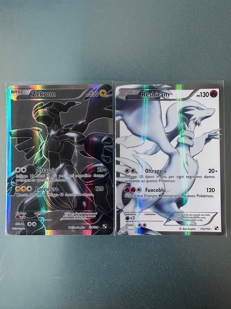 Pokémon - 2 Card - Reshiram Zekrom 2011 Täysi taide - Black & White #1.0