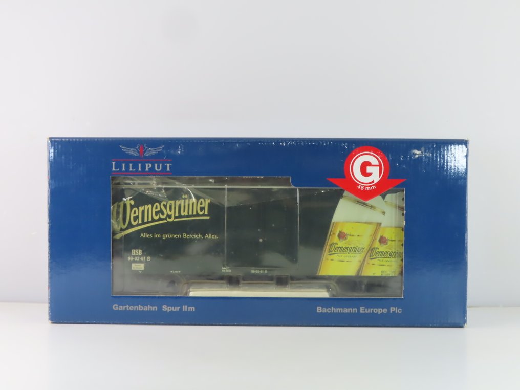 Liliput G - L95984 - Model train freight carriage (1) - 4-axle boxcar with 'Wernesgruner' printed on it. - HSB #4.3