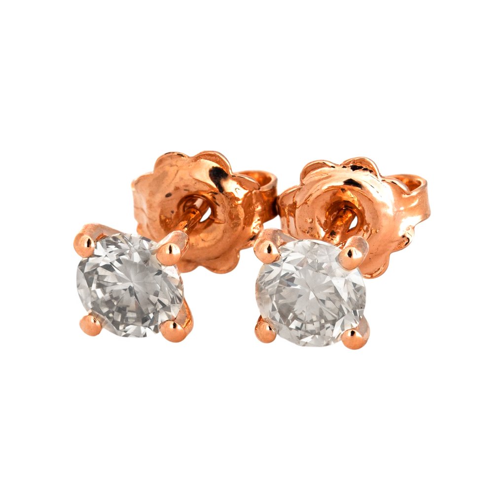 沒有保留價 - 耳環 - 14 克拉 玫瑰金 -  1.05ct. tw. 鉆石 (天然) #1.0