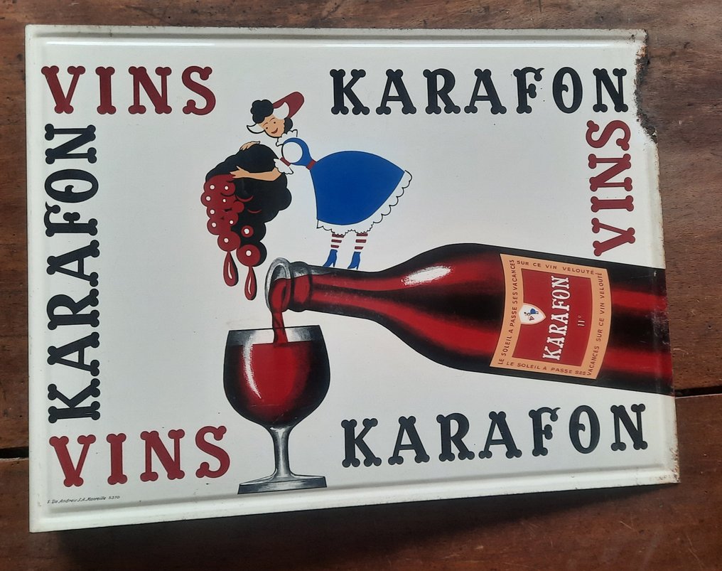 Vins Karafon - Advertising sign - Double-sided lithographed tole #4.3