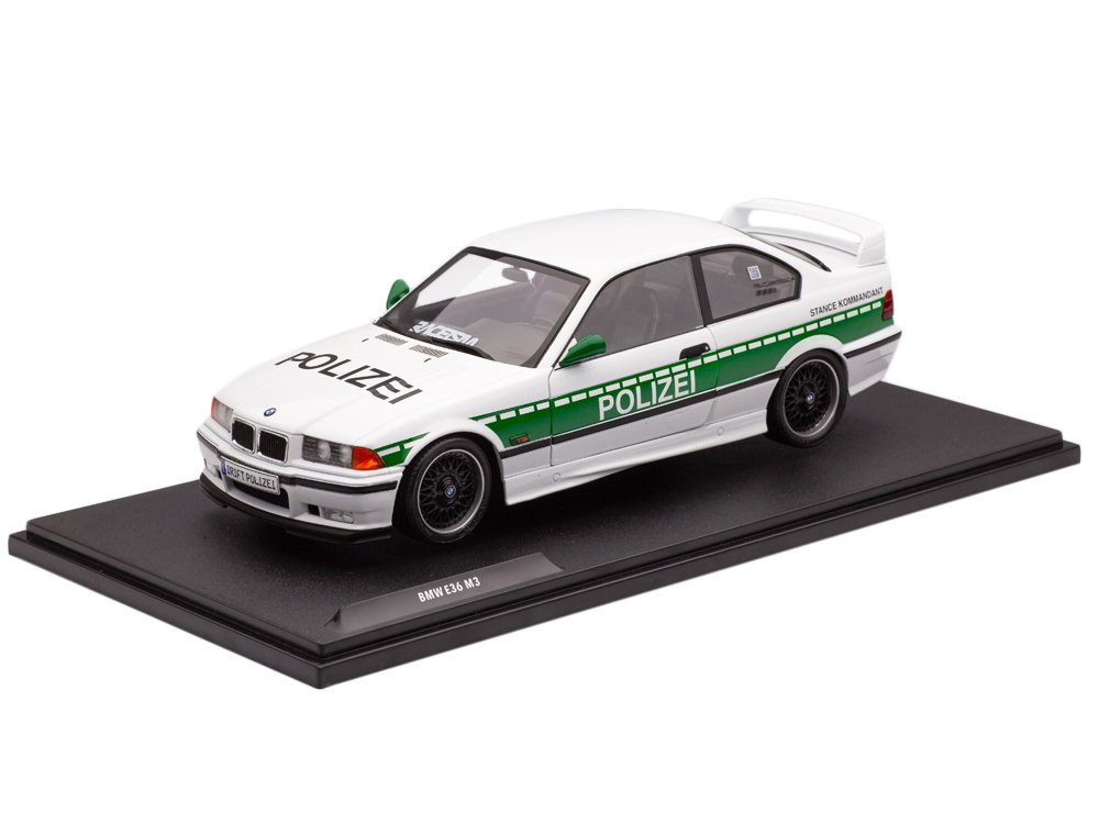 Solido 1:18 - Miniatura de carro desportivo - BMW E36 M3 Coupé Drift Polizei 1991 - Modelo de zamac com portas que abrem. #2.1