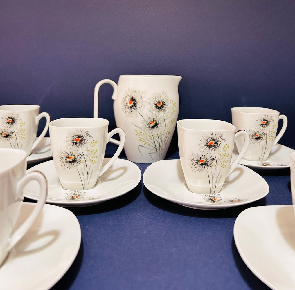 Limoges, Raynaud & Co. - 6人用餐桌用具 (19) - 手工装饰的花卉图案-24K金镀 - 精美的法国瓷器 #1.0