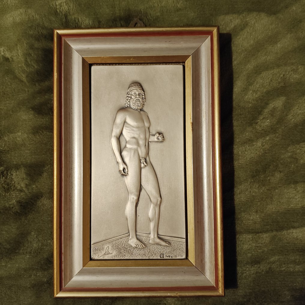 浮雕, Bronzi di Riace - 21 cm - .925 銀, 木头 #1.0