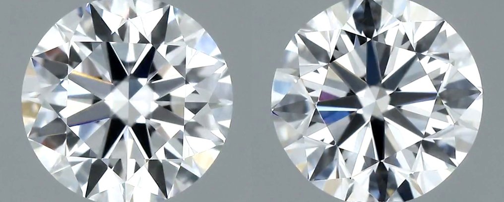 No Reserve Price - 2 pcs Diamond (Natural) - 0.84 ct - Round - D (colourless) - VVS2 - Gemological Institute of America (GIA) - *Matching Pair* *EX VG* #1.0