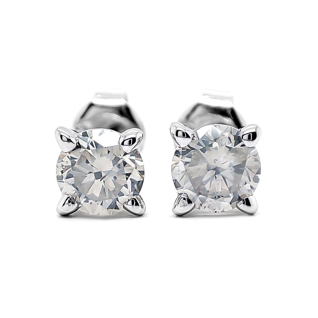 沒有保留價 - 耳環 - 14 克拉 白金 -  1.02ct. tw. 鉆石 (天然彩色) #1.0