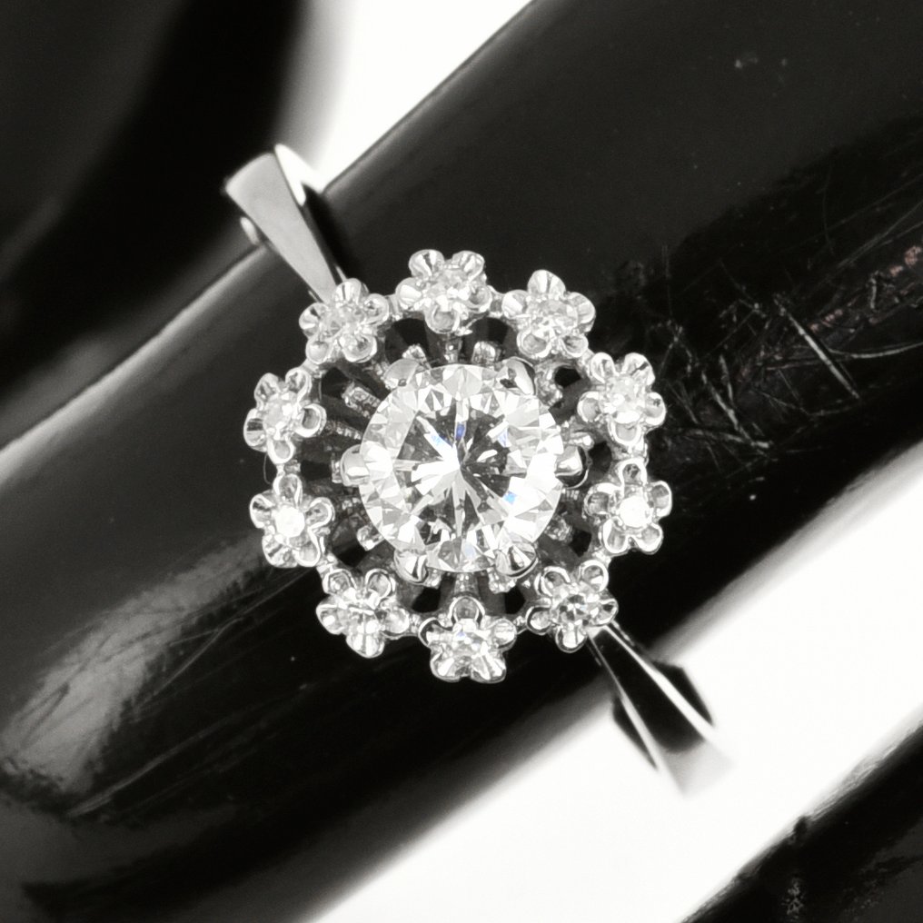 鸡尾酒戒指 - 18K包金 白金 钻石 (天然) - 钻石 #1.0