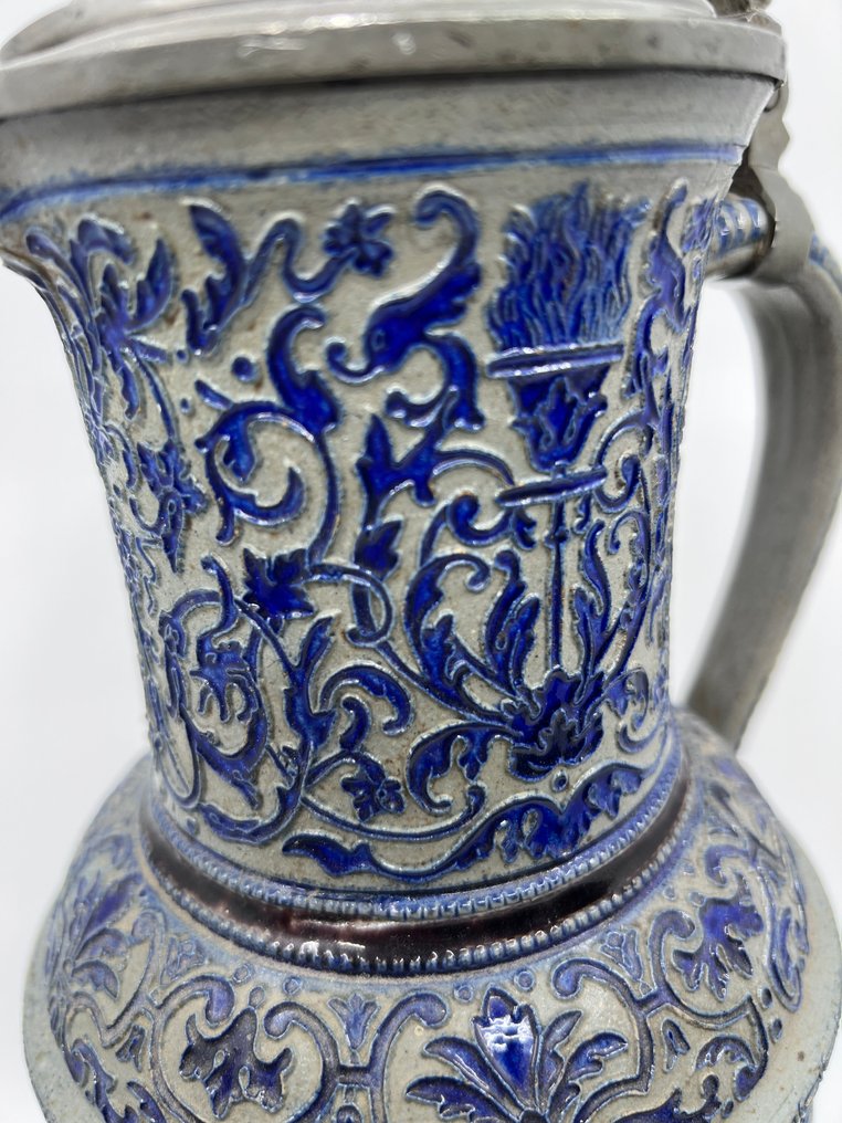 westerwald - Ewer - Can with lid - Earthenware - High Westerwald can #3.2