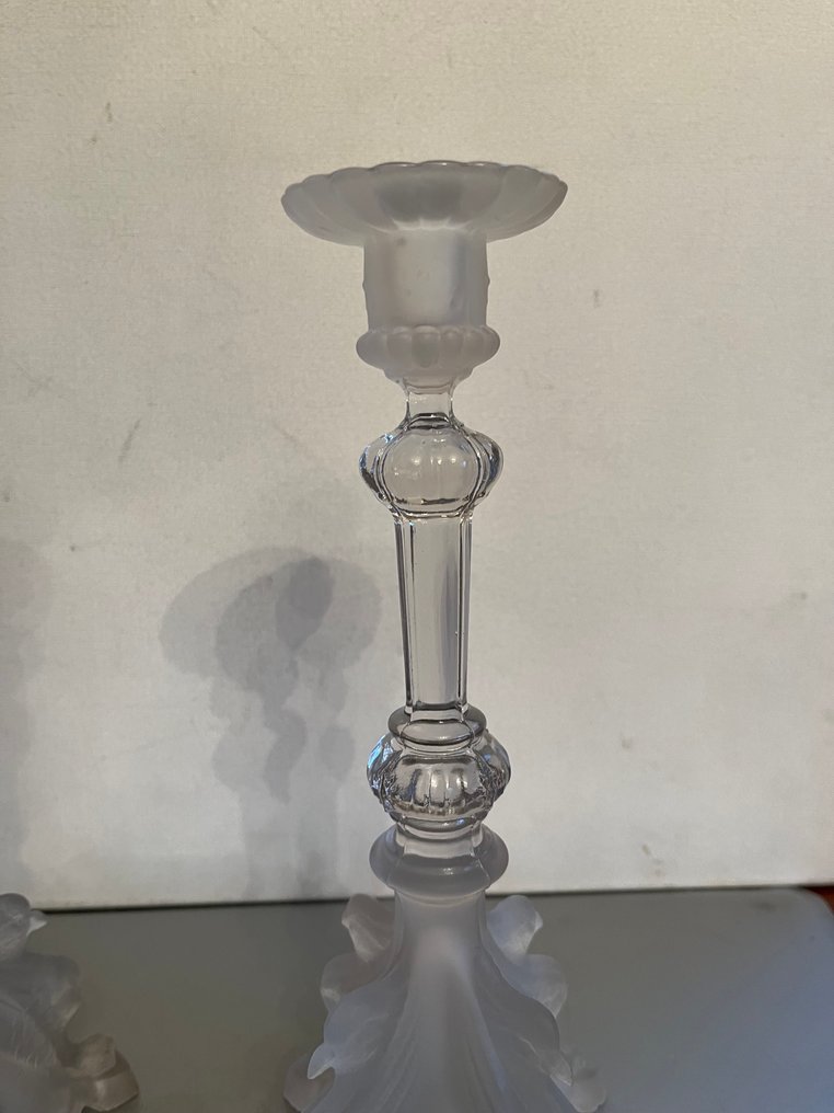 Val Saint Lambert - Charles Graffart - Κηροπήγιο Griffon (2) - Παγωμένο και διάφανο γυαλί, δύο αποχρώσεις. #4.3