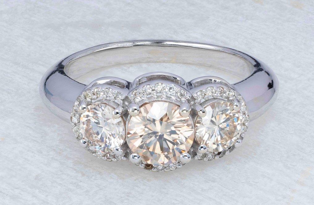 Δαχτυλίδι αρραβώνων - 14 καράτια Λευκός χρυσός - 1.67ct. tw. Διαμάντι (Φυσικού χρώματος) - Διαμάντι #1.0