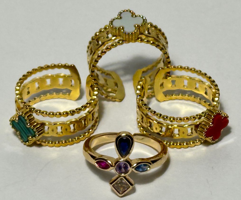 6 religious rings with Christian Cross and magical crystals - Ring - Metal, hypoallergenic #4.3