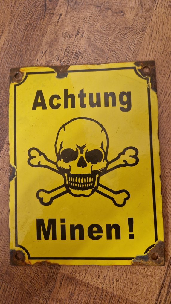Achtung Minen! - Werbeschild - Emaille, Metall #1.0