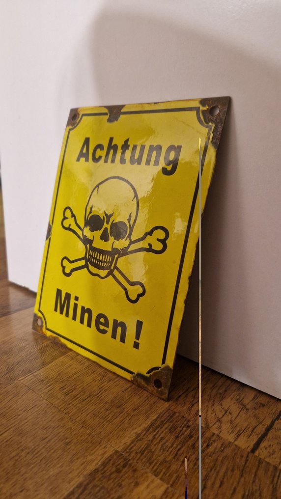 Achtung Minen! - Werbeschild - Emaille, Metall #3.2