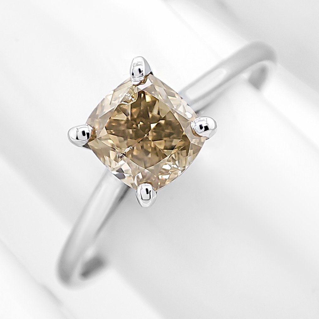 χωρίς τιμή ασφαλείας - Δαχτυλίδι - 14 καράτια Λευκός χρυσός -  1.02ct. tw. Διαμάντι (Φυσικού χρώματος) - Πιστοποιητικό IGI #1.0