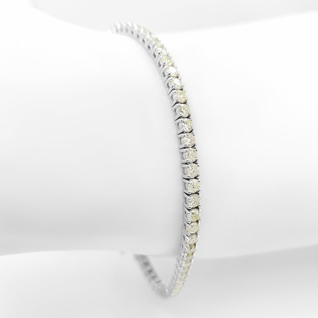 χωρίς τιμή ασφαλείας - Βραχιόλι - 14 καράτια Λευκός χρυσός -  3.76ct. tw. Διαμάντι (Φυσικού χρώματος) #4.3