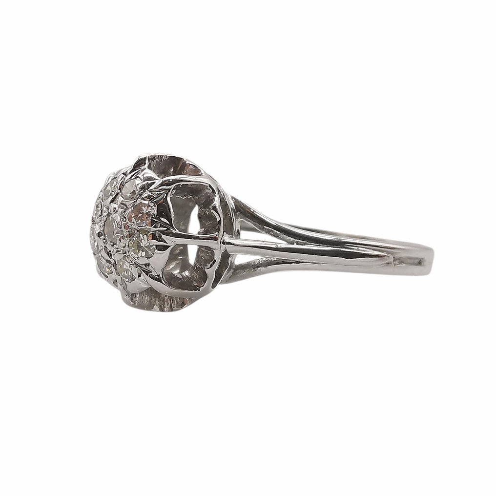 戒指 - 18K包金 白金 - 0.36ct. tw. 钻石 (天然) - 黄金圆顶戒指与钻石 #4.3