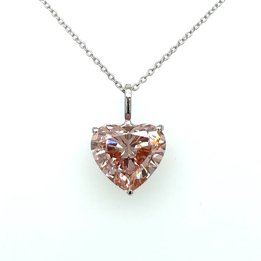Collana - 14 carati Oro bianco - 3.98ct. tw. Rosa Diamante (Diamante colore fancy lab-grown) #1.0