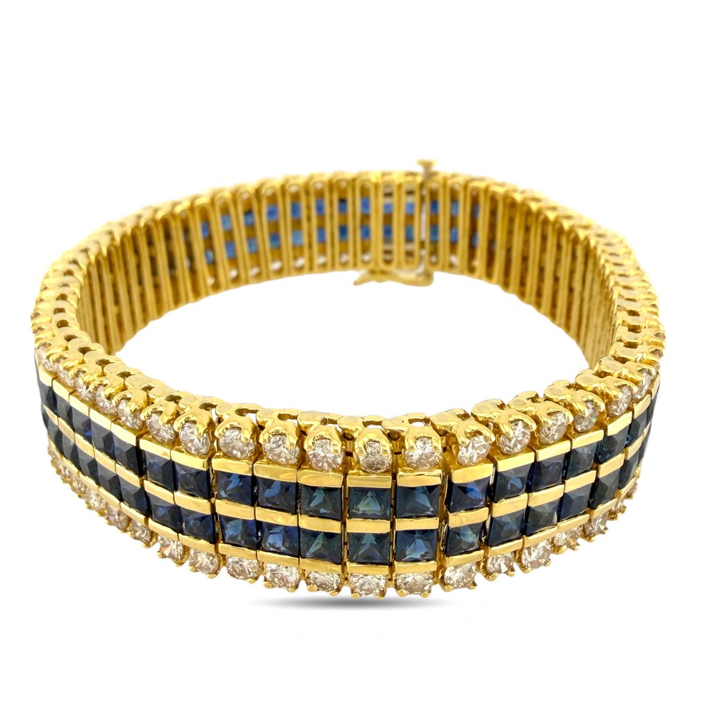 Bracelet - 18 carats Or jaune, Bracelet en or jaune 18 carats, saphir de 13,2 carats et diamant de 7,20 carats -  20.40ct. tw. Diamant (Naturelle)  - Saphir #1.0