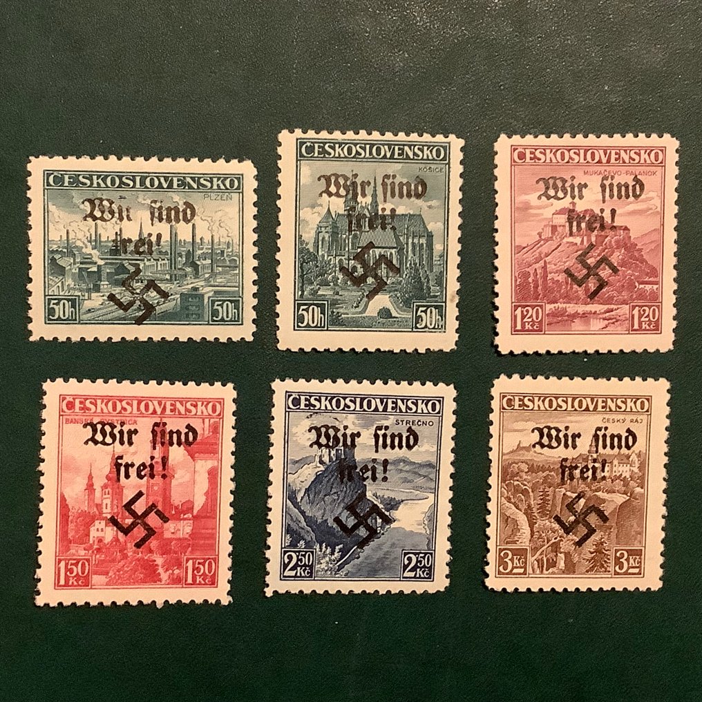Bohemia and Moravia 1938 - Rumberg: 6 landscape stamps with the inscription 'wir sind frei' - Michel #1.0