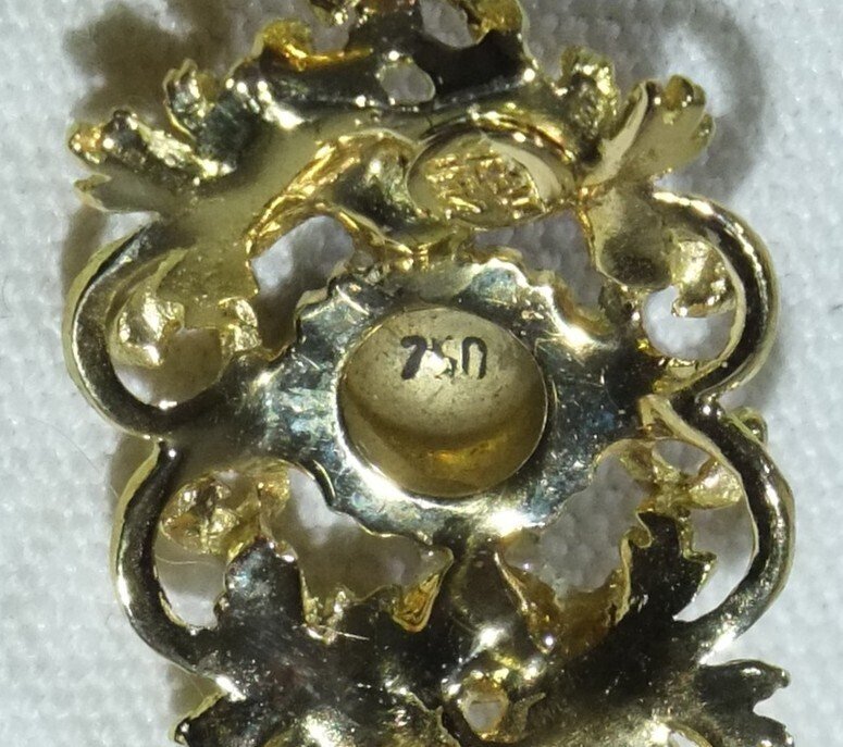 胸針 - 18 克拉 黃金 - 珍珠 - 由金匠清理干净 #3.2