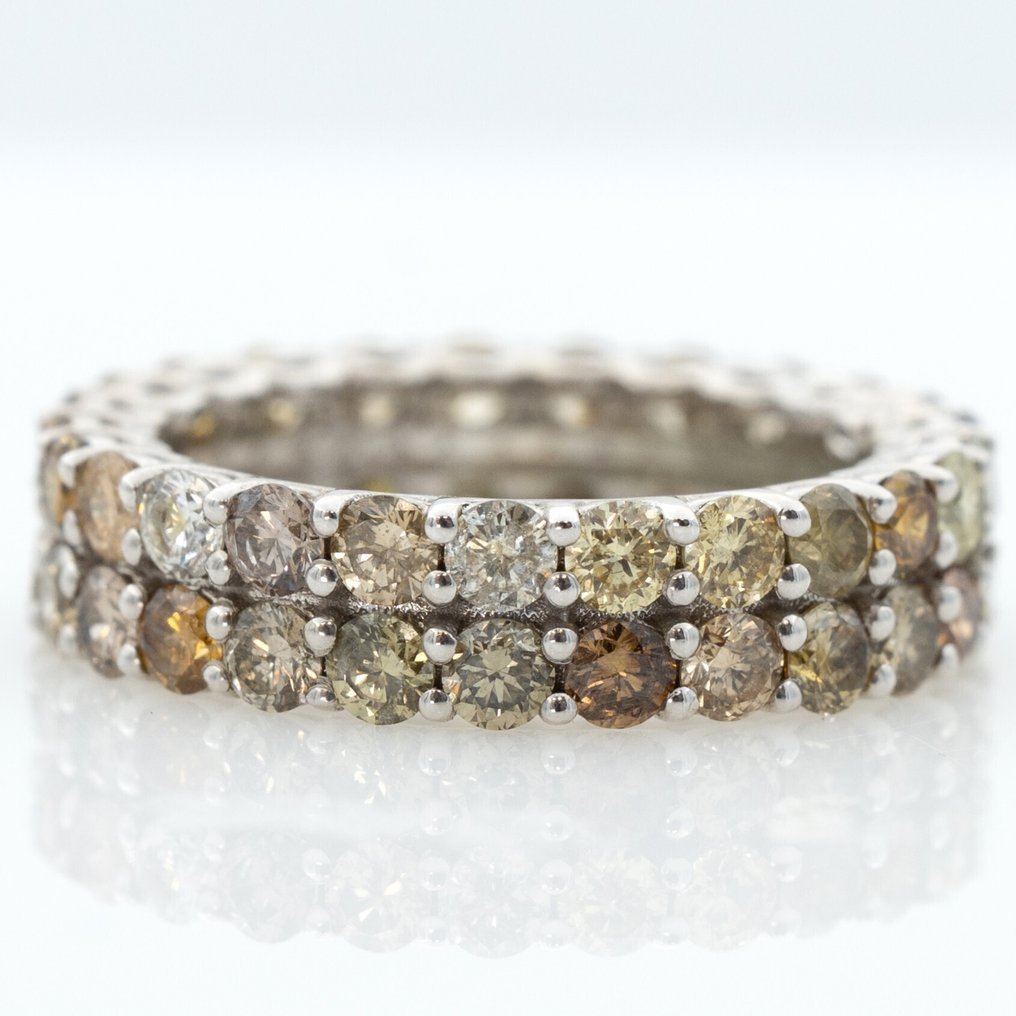 χωρίς τιμή ασφαλείας - Δαχτυλίδι - 14 καράτια Λευκός χρυσός -  3.78ct. tw. Διαμάντι (Φυσικού χρώματος) - ΙΓΙ #2.1