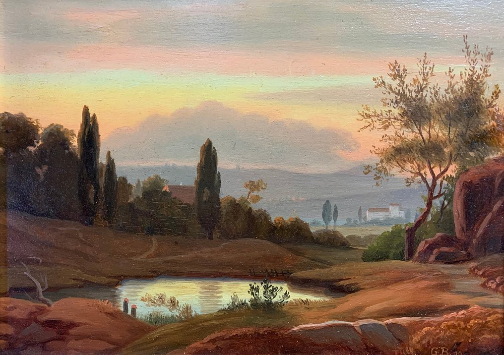 Gabriel Becker (1821-1855) - Landschaft im Abendrot #1.0