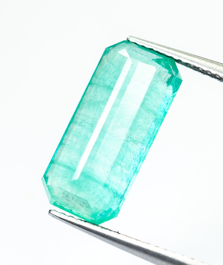 Zonder minimumprijs Smaragd - 7.05 ct - Bellerophon Gemlab - Blauwgroen (Nigeria) #4.3