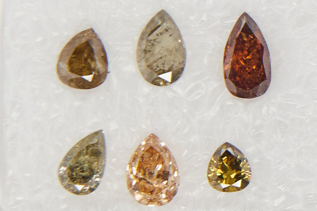 Ohne Mindestpreis - 6 pcs Diamant (Natürlich) - 0.87 ct - Birne - I1, I2, I3 - Gem Report Antwerp (GRA) #1.0