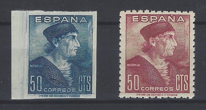 Spain 1946 - Stamp Day - blue error color - without perforation. - Edifil Especializado 1002ccs #2.1