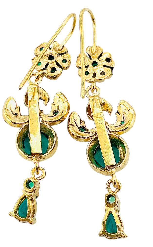 Senza Prezzo di Riserva - Orecchini - 9 kt Oro giallo, Argento Smeraldo #4.3