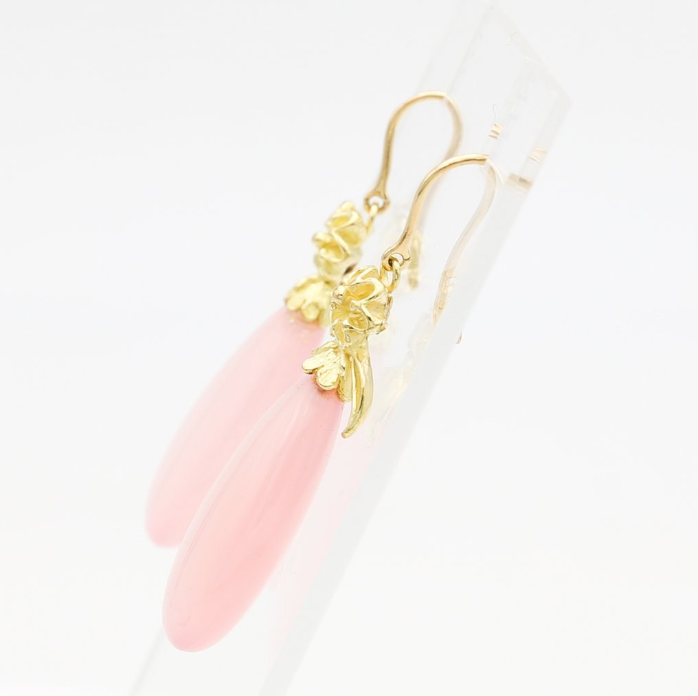 Boucles d'oreilles - 18 carats Or jaune Calcédoine #4.3