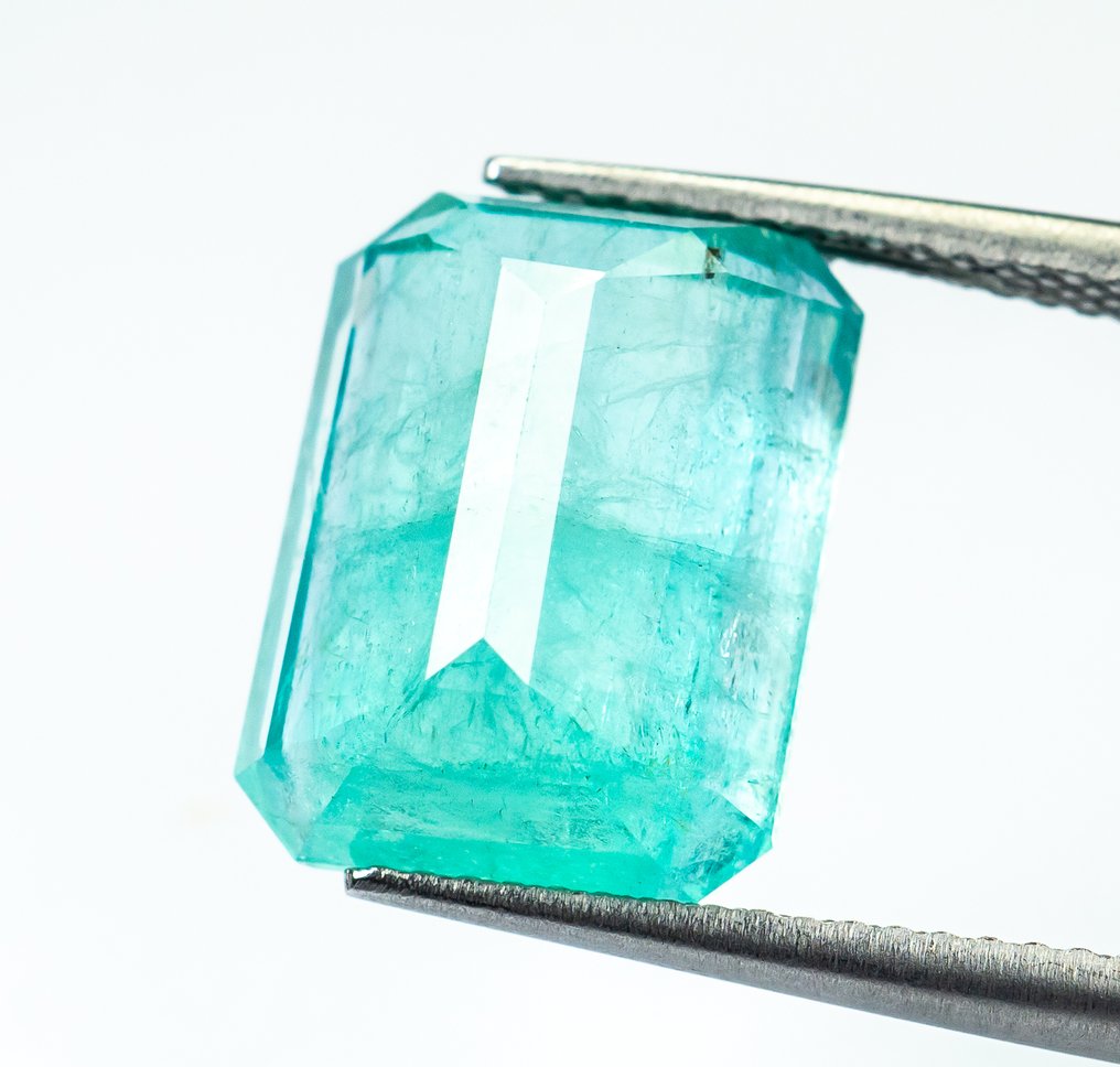 No reserve price Emerald - 9.19 ct - Bellerophon Gemlab - Bluish Green (Nigeria) #2.1
