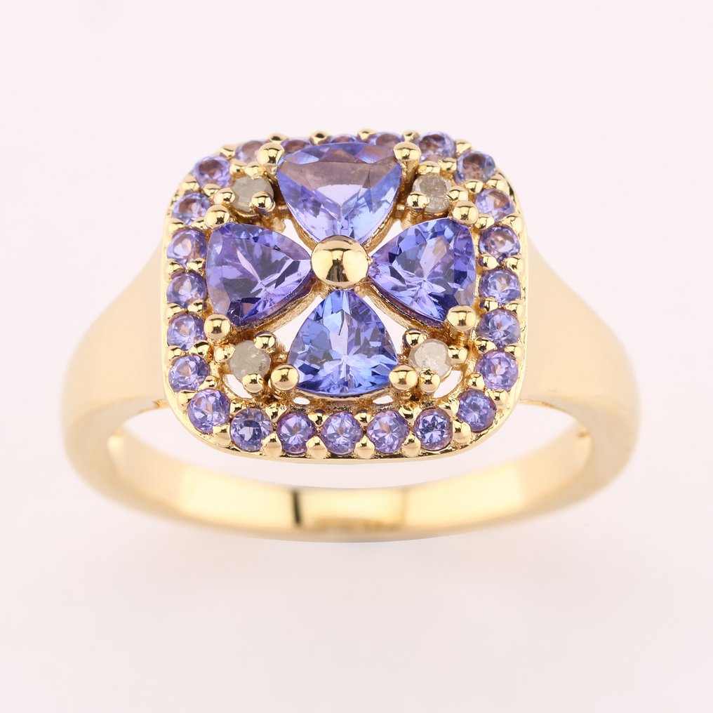 Nincs minimálár - Gyűrű Aranyozott, Ezüst -  1.40ct. tw. Tanzanit #1.0