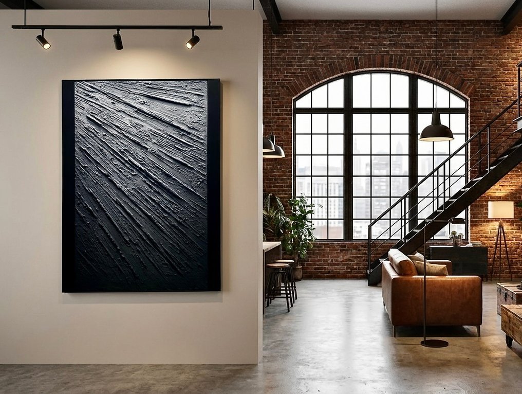 Jacopo Mattia Alegiani - LIght on black - Work already stretched and framed - ready to Hang ! #2.1