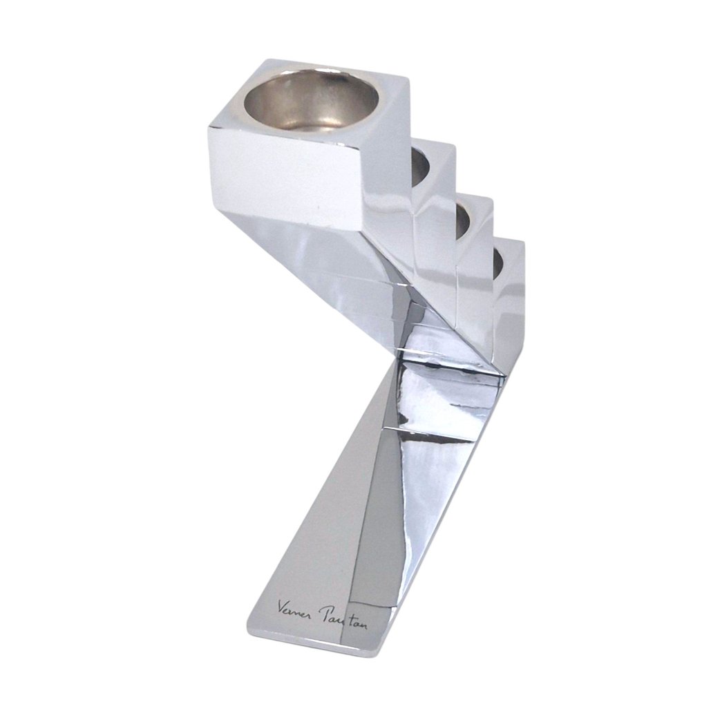 Palette Design - Verner Panton - Lysestage Belysningstrin - Chrome Version - Rustfrit stål - Dansk design-asset! #4.3