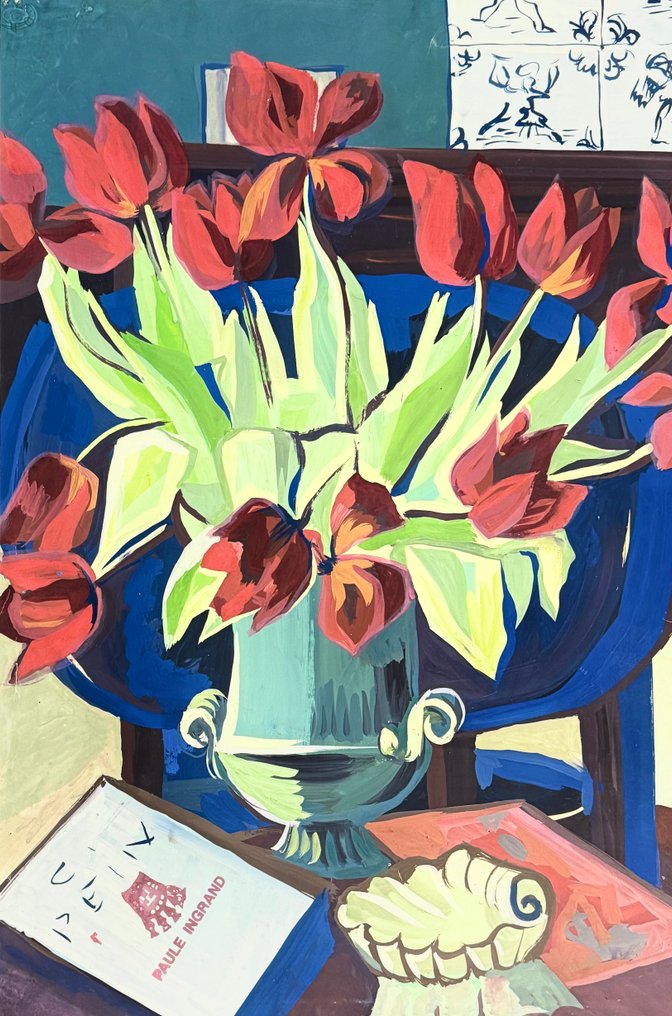 Paule Ingrand (1910-1997) - Grande composition florale Art déco #3.2