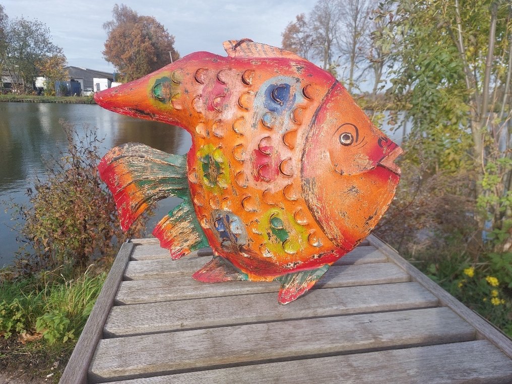 Statua, 60 cm long handmade tropical fisch - 46 cm - blik #1.0