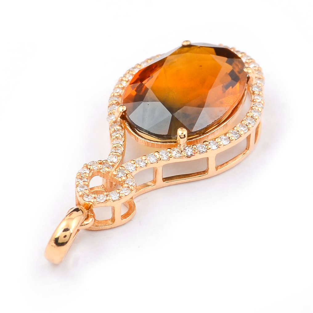 没有保留价 - 吊坠 - 14K包金 黄金 - 4.53ct. tw. 蓝宝石 - 钻石 #2.1