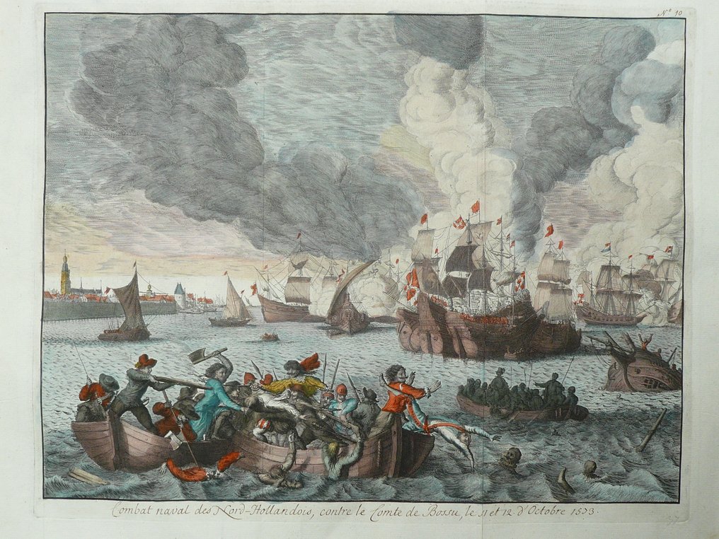 Netherlands - Enkhuizen, Zuiderzee; Jan Luyken - Combat naval des Nord-Hollandois, contre le Comte de Bossu - 1681-1700 #1.0