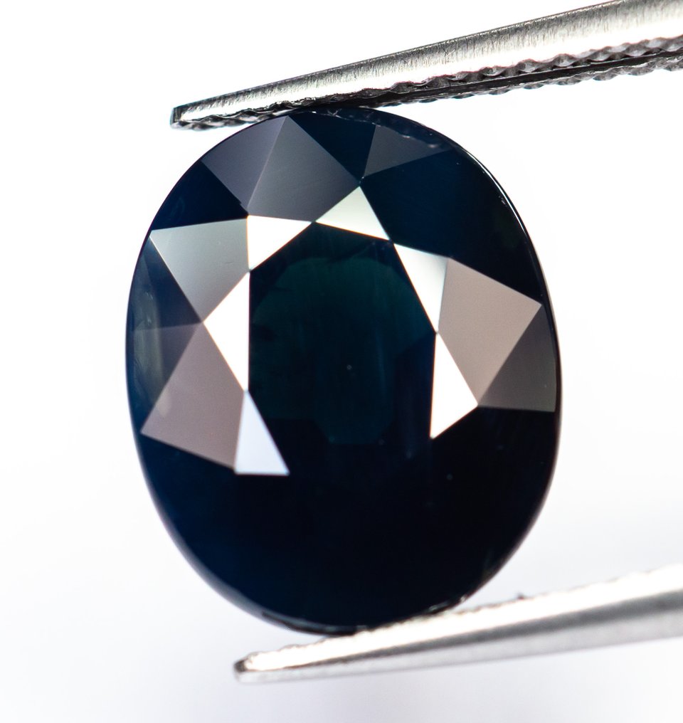 No reserve price Sapphire  - 9.17 ct - Bellerophon Gemlab - Deep greenish blue #2.1