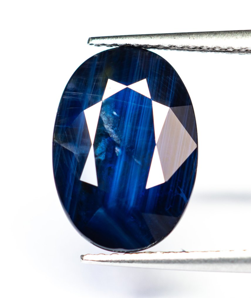 Fără preț de rezervă Safir  - 7.63 ct - Bellerophon Gemlab - Albastru închis #1.0