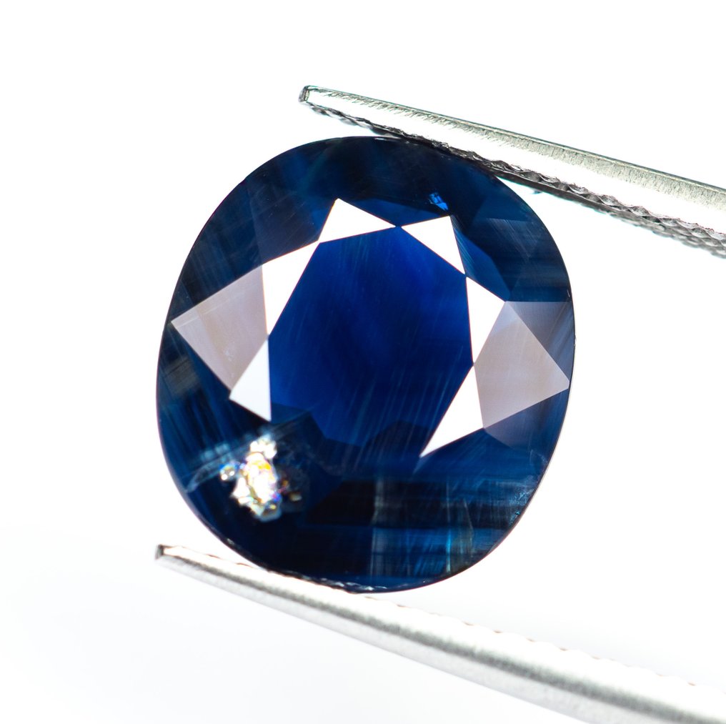 Fără preț de rezervă Safir  - 7.33 ct - Bellerophon Gemlab - Albastru închis #1.0